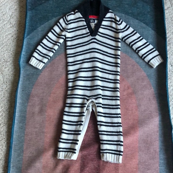 Oshkosh B Gosh Baby Boy Knit Striped Jumpsuit Romper - Picture 1 of 7